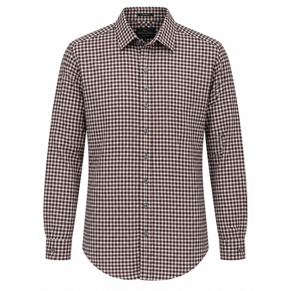 Rodd & Gunn Sport Fit Gingham Check Shirt Mens L Burgundy Cotton Italian Fabric